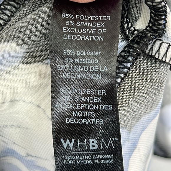 WHBM Knit Dress Sz M Black/Blue V-Neck 3/4 Sleeves Flared Hem Flounce Like New - Picture 8 of 11